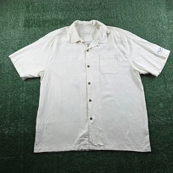 Tommy Bahama Tequila Mocking Parrot Silk Cotton Camp Shirt Mens XL Cream White - Picture 3 of 7